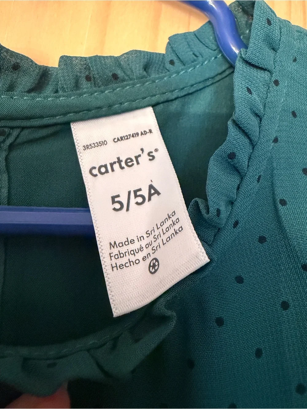 Carter's Emerald Green Long-Sleeve Dot Chiffon Dress